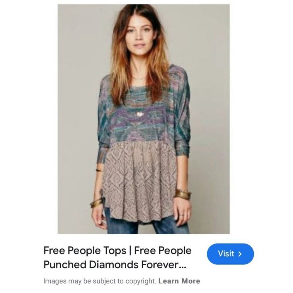 Free people size xs ex small punched diamonds forever top blouse